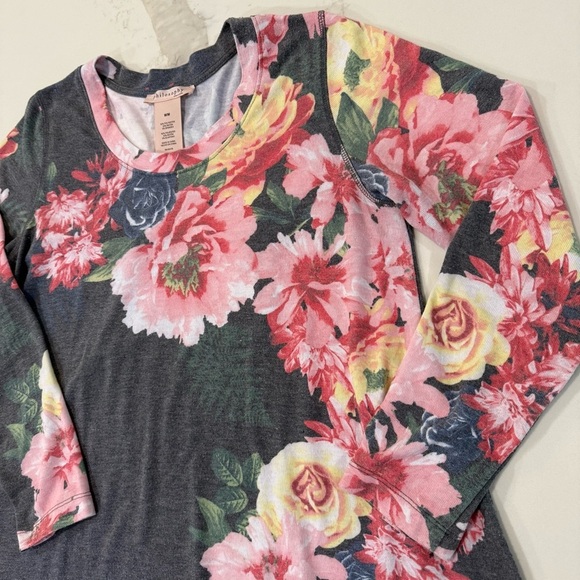 Philosophy Floral Botanical Trellis Asymmetrical Tunic Women’s Medium Gray/Pink - Picture 4 of 6